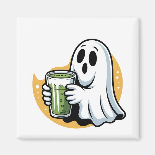 Spooky Ghost Drink Matcha Halloween Magneet (Voorkant)