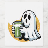Spooky Ghost Drink Matcha Halloween Wijn Etiket (Enkel label)