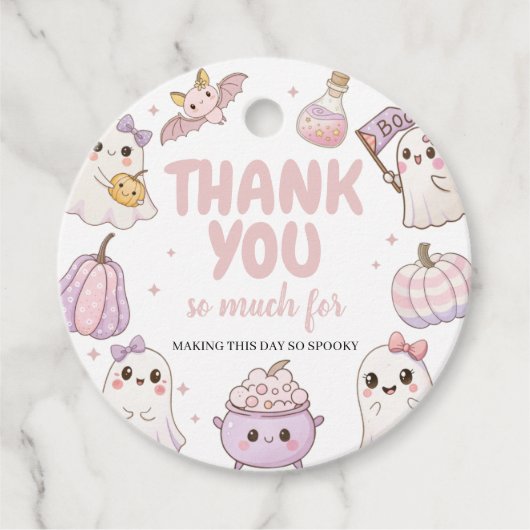 Spooky Ghost Eerste Verjaardag Bedankt Bedankjes Labels (Voorkant)