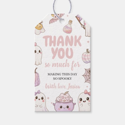 Spooky Ghost Eerste Verjaardag Bedankt Cadeaulabel (Voorkant)
