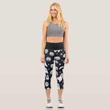 Spooky Ghost en Pompoen Halloween Capri Leggings