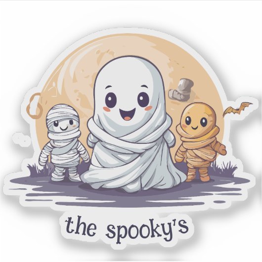 Spooky Ghost Family Sticker (Voorkant)