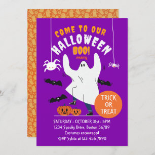 Spooky Ghost Funny Halloween Party Invitation Kaart