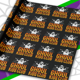 Spooky Ghost Ghoul Kinder Club Funny Halloween Cadeaupapier
