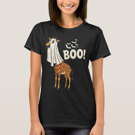 Spooky Ghost Giraffe Boo Halloween Kostuum T-shirt (Voorkant)