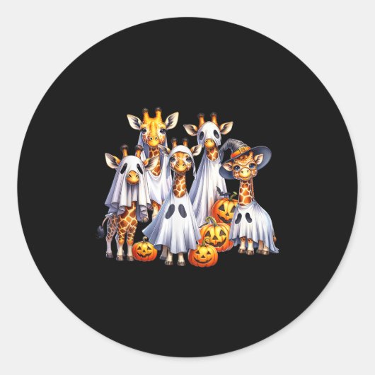 Spooky Ghost Giraffe Halloween Funny African Anima Ronde Sticker (Voorkant)