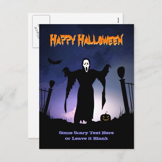 Spooky Ghost Graveyard Pumpkin Halloween Party Feestdagenkaart (Voorkant / Achterkant)