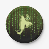 Spooky Ghost Green String Lights Paper-Borden Papieren Bordje (Voorkant)