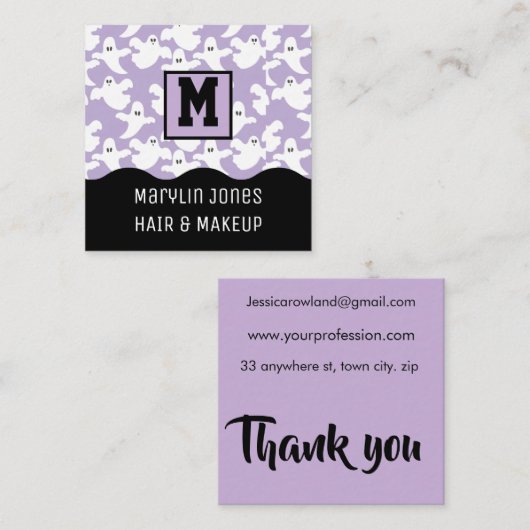 SPOOKY GHOST HALLOEEN VIERKANTE VISITEKAARTJE (Voorkant / Achterkant)