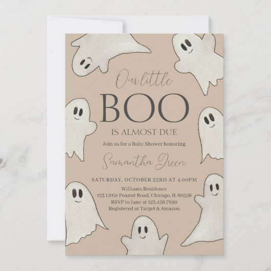 Spooky Ghost Halloween Baby shower Kaart (Voorkant)