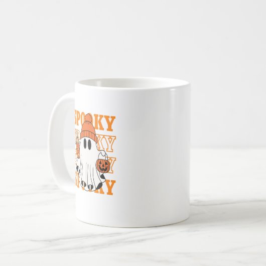 Spooky Ghost Halloween Coffee Design Koffiemok (Voorkant links)