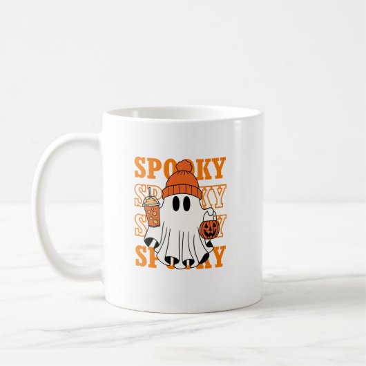 Spooky Ghost Halloween Coffee Design Koffiemok (Links)