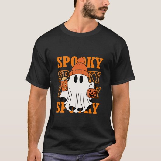 Spooky Ghost Halloween Coffee Design T-shirt (Voorkant)