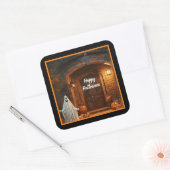Spooky Ghost Halloween Collectie Vierkante Sticker (Envelop)