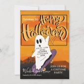 Spooky Ghost Halloween Costume Party Invitation Kaart (Voorkant)