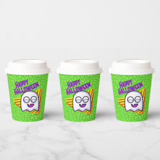 Spooky Ghost Halloween Cups - green Papieren Bekers