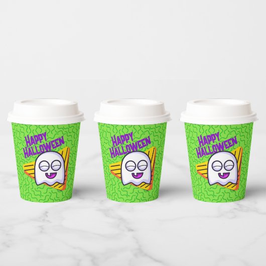 Spooky Ghost Halloween Cups - green Papieren Bekers (Multi)