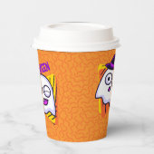 Spooky Ghost Halloween Cups - orange Papieren Bekers (Links)