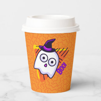 Spooky Ghost Halloween Cups - orange Papieren Bekers