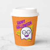 Spooky Ghost Halloween Cups - orange Papieren Bekers (Voorkant)