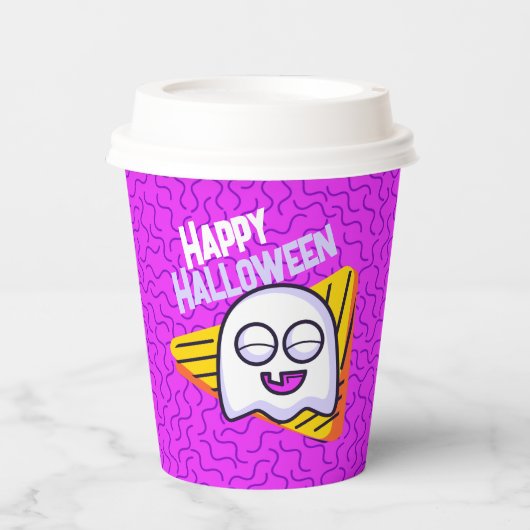 Spooky Ghost Halloween Cups - purple Papieren Bekers (Voorkant)
