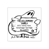 Spooky Ghost Halloween Familie Retouradres Rubberstempel (Afrduk)