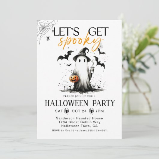 Spooky Ghost Halloween feest Kaart (Staand voorkant)