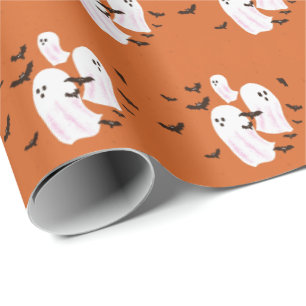 Spooky Ghost Halloween Gift Wrapping Paper Cadeaupapier