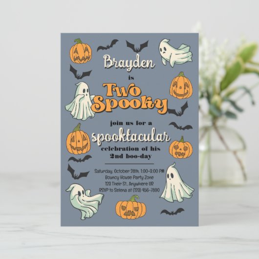 Spooky Ghost Halloween Herfst tweede verjaardag Kaart (Staand voorkant)