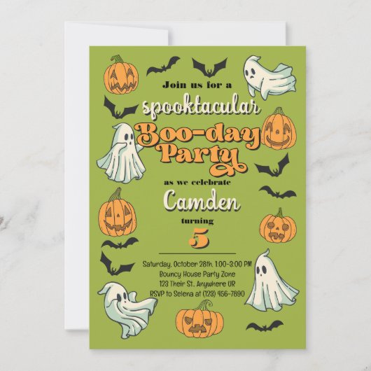 Spooky Ghost Halloween Herfst Verjaardagsfeest Kaart (Voorkant)