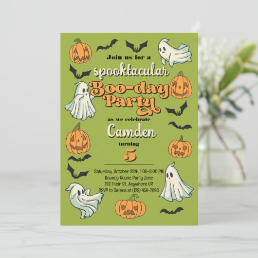 Spooky Ghost Halloween Herfst Verjaardagsfeest Kaart (Staand voorkant)