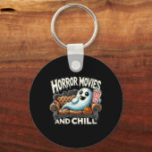 Spooky Ghost Halloween Horror Films en Chill Mov Sleutelhanger (Voorkant)