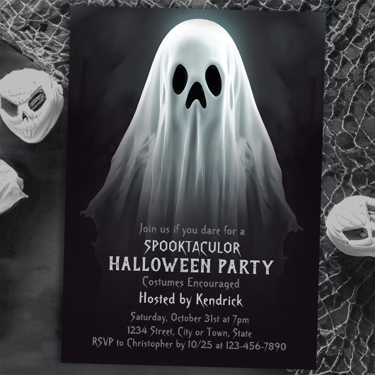 Spooky Ghost Halloween Kostuum Feest Kaart