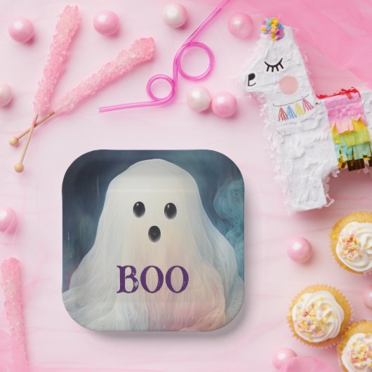 Spooky Ghost Halloween Papieren Bordje (Feest)