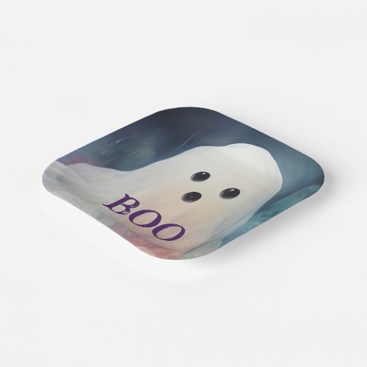 Spooky Ghost Halloween Papieren Bordje (Gebogen)