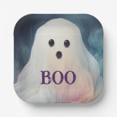 Spooky Ghost Halloween Papieren Bordje (Voorkant)