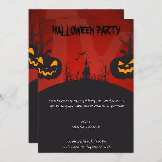 Spooky Ghost Halloween Party Invitation Kaart (Voorkant / Achterkant)