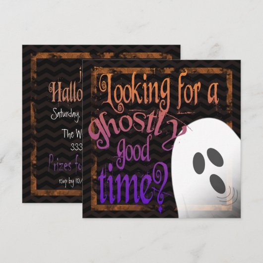 Spooky Ghost Halloween Party Kaart (Voorkant / Achterkant)