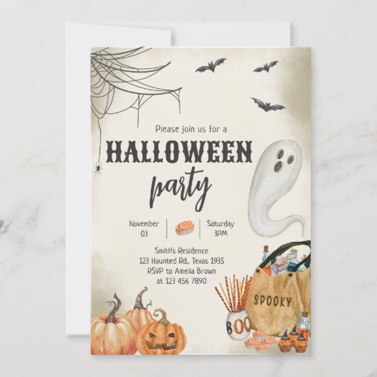 Spooky Ghost Halloween Party Kaart (Voorkant)