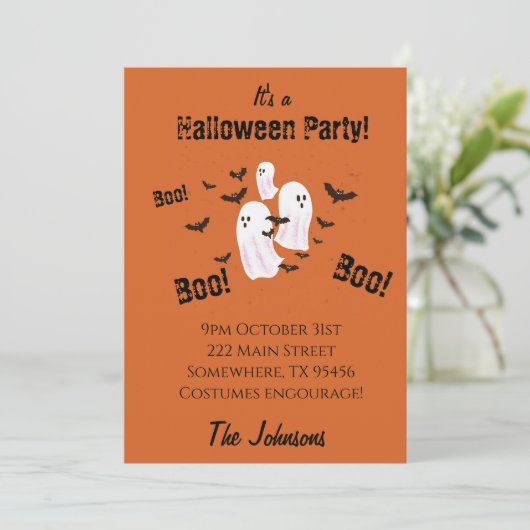 Spooky Ghost Halloween Party nodigt uit Kaart (Staand voorkant)