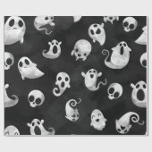 Spooky Ghost Halloween Party Wrapping Paper Cadeaupapier (Vlak)