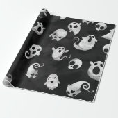 Spooky Ghost Halloween Party Wrapping Paper Cadeaupapier (Uitgerold)