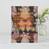 Spooky Ghost Halloween Pumpkin Carving Party Uitno Kaart (Staand voorkant)