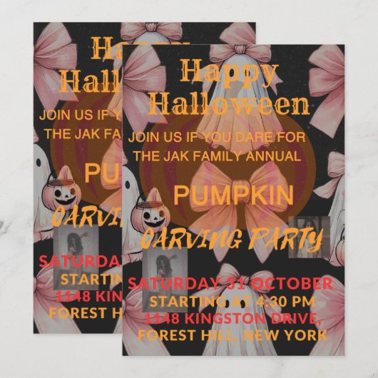 Spooky Ghost Halloween Pumpkin Carving Party Uitno Kaart (Voorkant / Achterkant)