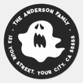 Spooky Ghost Halloween retouradres Ronde Sticker (Voorkant)