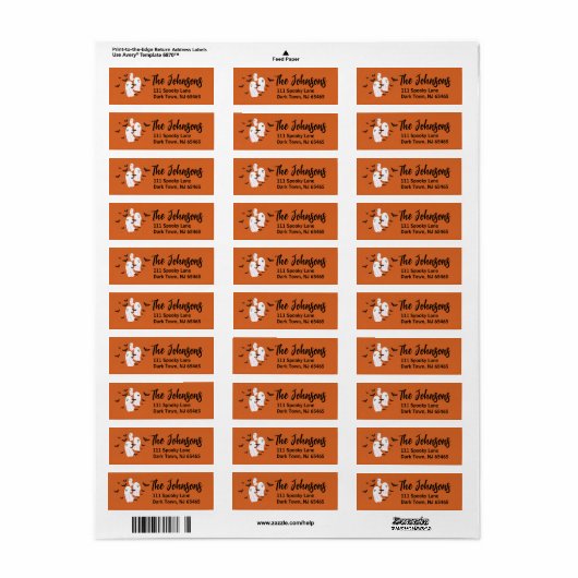 Spooky Ghost Halloween Return Address Labels (Full Sheet)