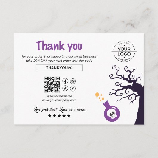 Spooky Ghost Halloween Small Business Bedankt (Voorkant)