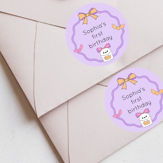 Spooky Ghost Halloween Verjaardag Ronde Sticker