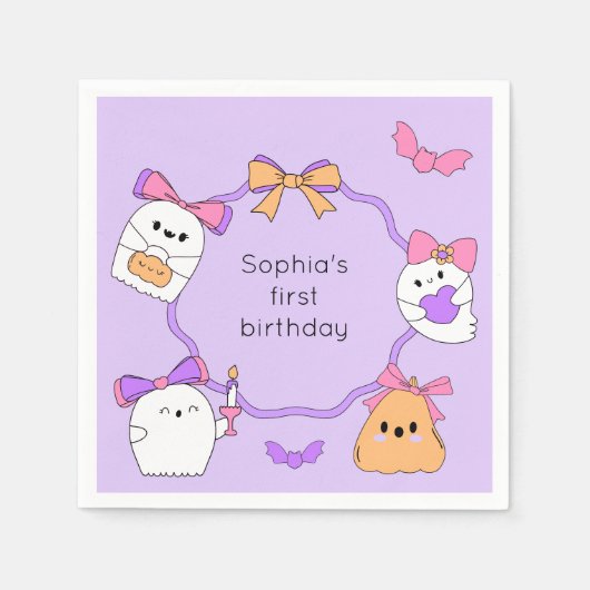 Spooky Ghost Halloween Verjaardag Servet (Voorkant)