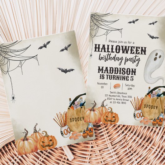 Spooky Ghost Halloween verjaardagsfeestje Kaart